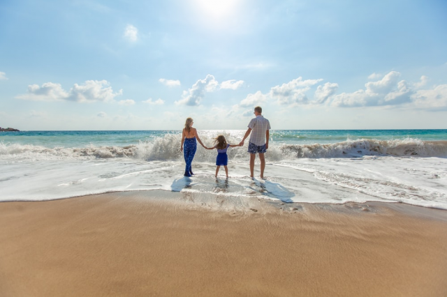 A family on the beach